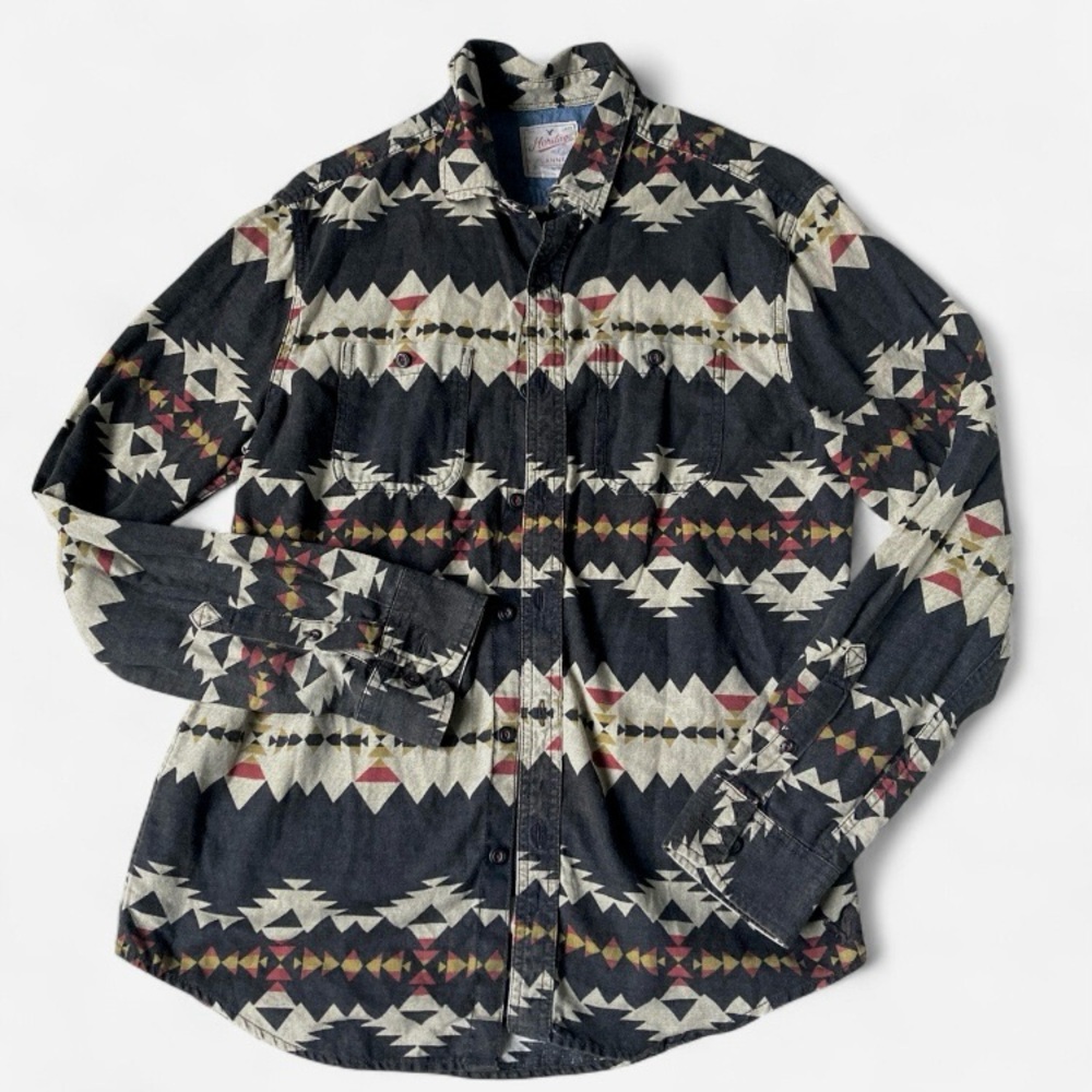 American Eagle Outfitters Heritage Flannel Aztec Western button up long sleeve